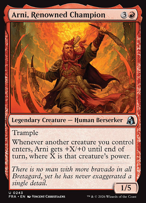 Arni, Renowned Champion
